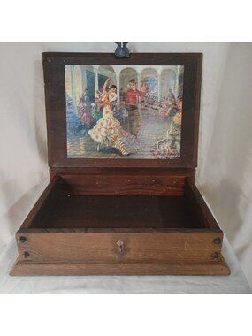 Wooden Box Keepsake Decorative Hinges Don Antonio Romantic Interior Scene Rustic